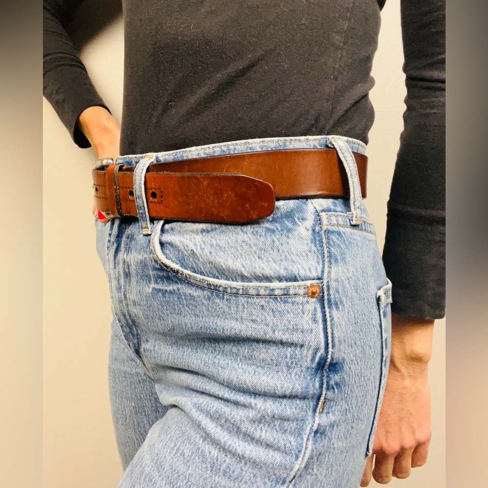 Fossil Genuine Leather Brown Belt | Size 85/34 | Silver Roller Buckle - Picture 12 of 13